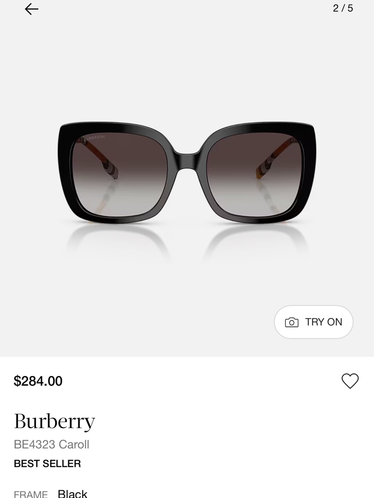 Burberry Black Oversized Square Sunglasses With Gradient Lenses